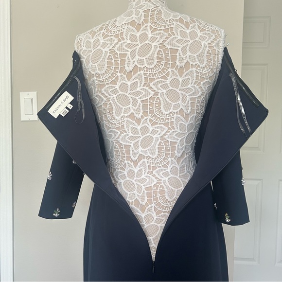 NWOT- SACHIN & BABI Amarette Crystal Detail Off the Shoulder Stretch Crepe Gown - Picture 12 of 16